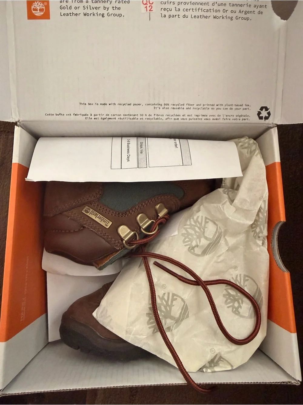 Timberland Kids Brown and Green Lace-Up Hiking Boots